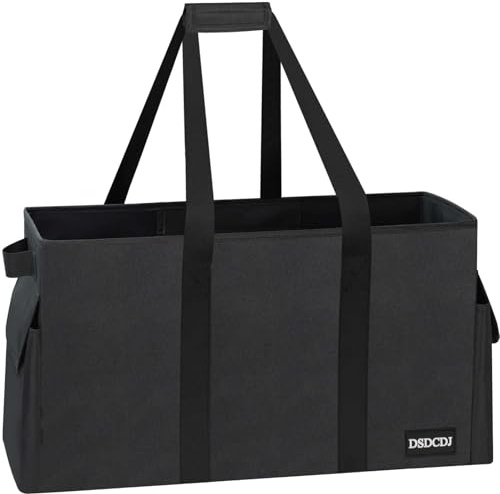 DSDCDJ Hopfällbar shoppingkorg, 48 l, solid korg med förstärkt botten, stor picknickkorg med handtag, perfekt för shopping, picknick, resor