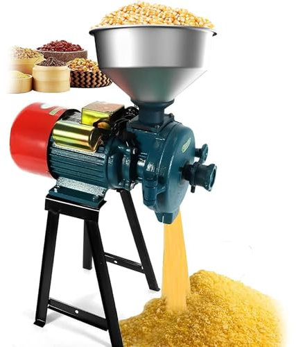 Commercial Stainless Steel Soybean Grinder Industrial Flour Milling Machine，Electric Grain Mill Grinder Corn Grinder with Funnel 3000W Commercial Coffee Herb Grain Mill Grinder Machine Feed