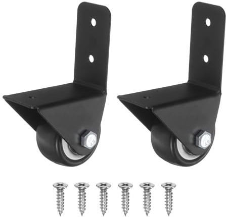 PATIKIL 1.5 Side Mount Casters 2Pcs L-Shaped Plate Fixed Caster Wheel Rigid Non-Swivel Caster for Furniture Workbench Cart Racks, Black