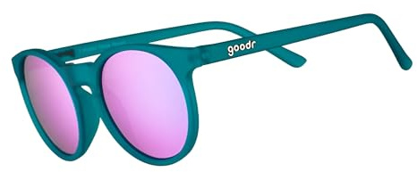 goodr I Pickled These Myself, Polarised Sunglasses for Men & Women, Small Sized (Circle G), Teal Translucent Frames with Pink Mirrored Reflective Lens, UV400 Protection, No Slip, No Bounce