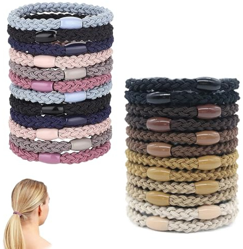 Lot de 24 Élastiques A Cheveux de Couleurs Mélangées, Chouchous Quotidiens Tendance En Coton Doux Tissés Chouchou Cheveux Élastique de Haute Qualité Pour Femme/Fille/Enfant Cheveuxs Épais et Bouclés