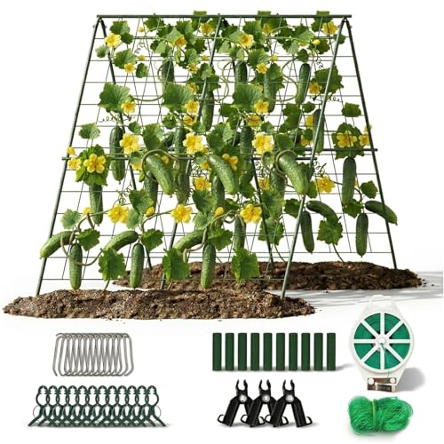 Enrejado para Pepinos, Soporte Plegable En Forma De A para Plantas Trepadoras De Jardín 120x120 Cm Soporte De Malla para Tomates Flores Hortalizas Pepinos JudíAs Y Guisantes