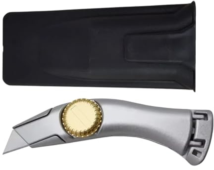 Project DIY Coltello per moquette resistente con fondina con clip da cintura, taglierino in alluminio per tappeti, LVT, sottofondo e progetti fai da te, facile da aprire, include spazio per la lama