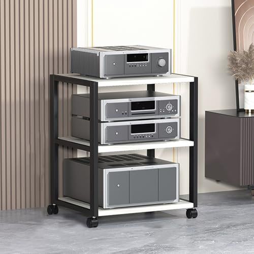 Mobile AV Media Stand – Armadio stereo con ruote, mensola ad angolo per TV, lettori DVD, console di gioco e TV Box, soluzione per mobili moderni