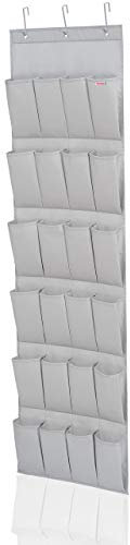 Leifheit Organizer aus grauem Stoff, Hängeregal für Schuhe, hängende Schuhaufbewahrung, Schuhregal mit stabilen Haken für die Tür, hygienisch abwaschbarer Polyesterstoff, Hängeaufbewahrung