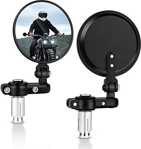 MICTUNING Mirror for Motorbike,Motorbike Bar End Mirrors Universal 7/8 inches 22mm Motorcycle Rear Bike Mirror,High Definition, Blast-resistant.3 inches Round Handlebar Wing Foldable Mirrors(2 Pack)