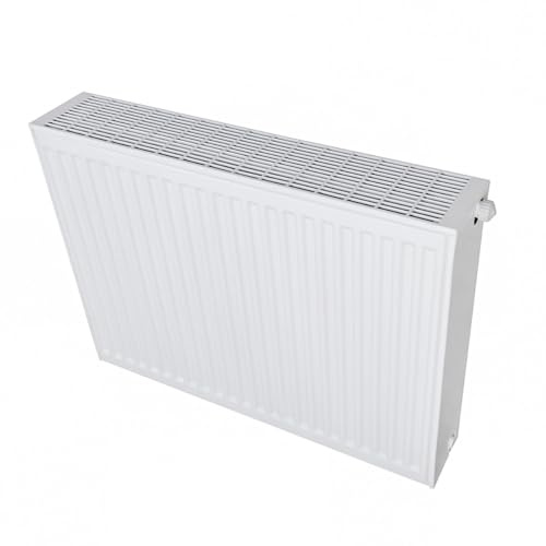 Belrad® Radiador tipo 33, potente radiador plano con 8 conexiones, montaje en pared, compacto y energéticamente eficiente, para baño, aseo de invitados, salón, color blanco, plano, conexión central
