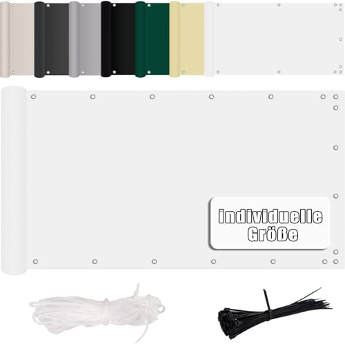 MENGH Balkon Sichtschutz Ohne Bohren (315 Größen & 6 Farben) Balkonverkleidung Wind- und UV-Schutz,160g/m², Mit Montagezubehör, 100% Polyester, für Balkongeländer, Terrasse & Garten