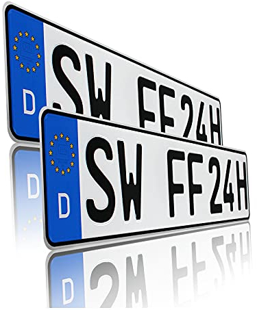 Finest Folia Kfz Kennzeichen | DIN Zertifiziert | 520x110mm | Für Auto Fahrradträger Anhänger | offizielle Nummernschilder | Wunsch Prägung