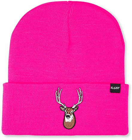 Klarny Pink Hunting Hat - High Visibility Beanie, Comfortable, Stretchy Knit Hunter Hat - Deer & Bow Hunting Gear, Safety Accessories for Men, Women & Kids - One Size
