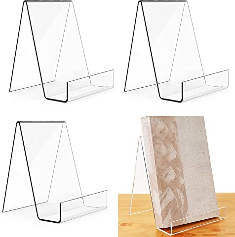 Demarsen 3 PCS Supporto per Libri Trasparente in Acrilico Porta Libri Espositori Acrilico A4 Porta Espositore Plexiglass Trasparente Plastica Book Stand per Visualizzazione Libri,Quaderni