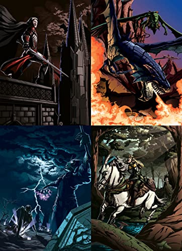 docsmagic.de 4x 100 Art Card Sleeves Zombies Elves Dragons Vampires Theme - 66 x 91 mm MTG PKM