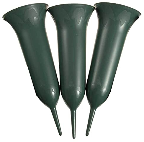 SIDCO Grabvase 3 x Blumenvase Grabschmuck Friedhofsvase Grabsteckvase Erdvase Steckvase