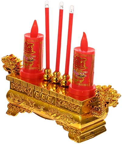 Sacrifier Ufficio Altare Antico Luminoso Decorazione Set Candela Offerta Decorazione Ornamento Ornamento Personaggio Bruciatore Sala Antico Plastica Stile Buddista Retrò