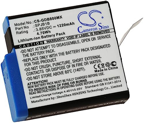 Batteria per Action Cam, Camera GoPro Hero 5 Black,Hero 6 Black, 3,85 V, Li-Ion