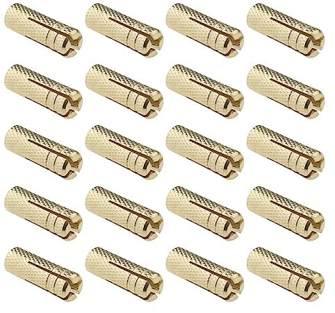 SG Store 20pcs M8 - Pernos de expansión con patrón de presión interna de latón, tacos de anclaje de pared, hardware de fijación enchufable para anclaje en ladrillos sólidos de hormigón