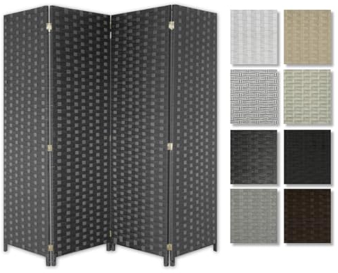 HEXIM Paravent 180x180 cm - Trennwand 4-teilig klappbar für Innenbereich - Terrasse Garten Sichtschutz Privatsphäre freistehend (LR189-schwarz weiß gepunktet)