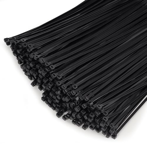 1000 Stück 100 mm x 2,5 mm Kabelbinder Schwarz mit 8.1 kg Zugfestigkeit UV Beständig Nylon Kunststoff Selbstsichernder Multifunktionaler Cable Zip Ties für Drinnen und Draußen