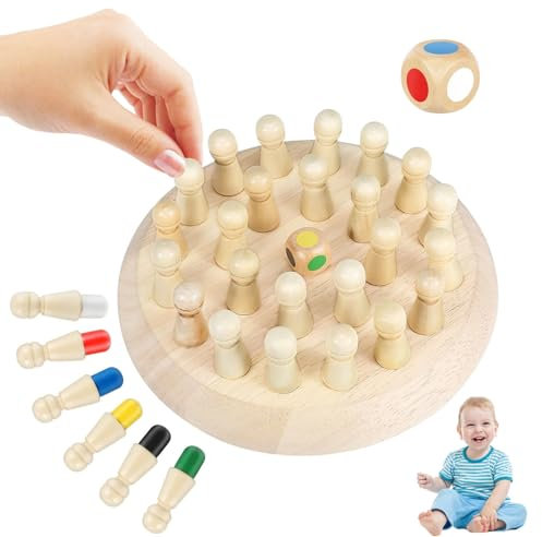 Montessori Gioco per Bambini Scacchi, Scacchi di Memoria in Legno, Memory Stick Scacchi in Legno Gioco, Giocattolo per Bambini da Allenamento di Memoria, Giochi Educativi Regali di Compleanno