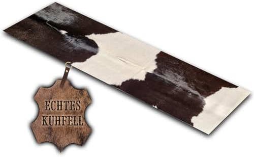 unendlich schoen – Tappeto in vera pelliccia di mucca, piccolo, passatoia per soggiorno, corridoio, ingresso, pelliccia di bovino per piccole superfici (nero/bianco, 40 x 120 cm (Rettangolare))