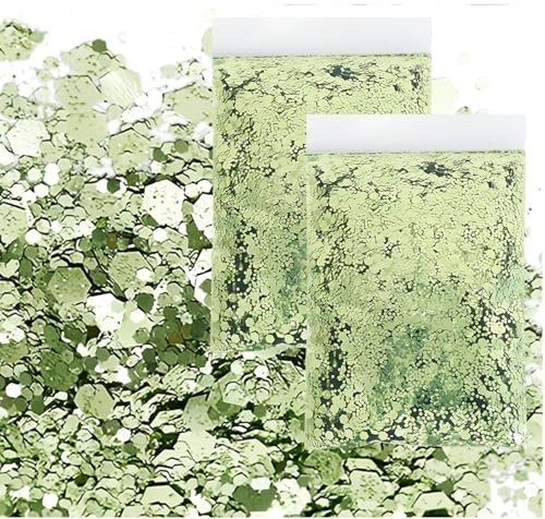 JAONLD Pailletten, 100 g, Glitzerpuder, Mica-Pailletten, für das Gesicht, die Dekoration der Nägel, Papier, Karten, Maniküre, Party, Basteln (hellgrün)