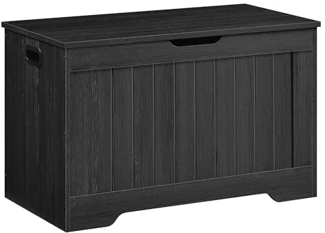 VASAGLE Cassapanca Contenitore, Panchina da Ingresso con 2 Cerniere di Sicurezza, Stile Rustico, 40 x 76 x 48 cm, per Ingresso, Camera da Letto, Soggiorno, Grigio Antracite LHS011B02