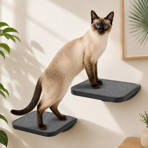 2 st katttrappor med klösmatta, väggmonterade kattsteg, träklättringshyllor för katter, katttrappstege, möbler för sittpinne/plattformstillbehör
