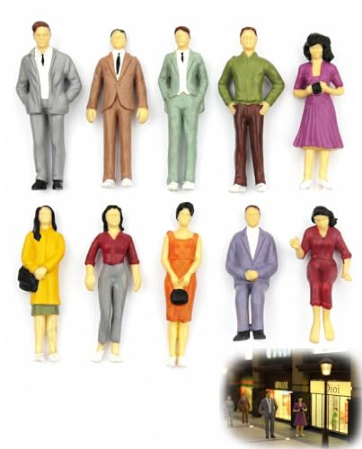 RAVNIX 10 Minifiguras Personas Pintadas, Escala 1:25 (76mm) | Sentadas y de Pie para Maquetas, Dioramas y Modelismo Arquitectónico