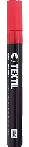 Textilmarker für dunkle Stoffe, Farbe wählbar, ideal für T-Shirts, Schuhe, Taschen, Jutebeutel und andere Stoffarten rot