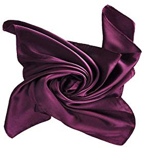 Shoes Lane New Satin Silk Shiny Plain Solid Colours Large Square Plain Head Neck Scarf Wrap 90 X 90 cm (Plum)