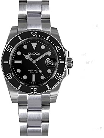 Cronos Aggiornamento Sub-Diver Orologi da Uomo di Lusso Bracciale In Acciaio Inox Lunetta In 200 Metri Impermeabile Immersione Orologio Da Polso, Colore 1,
