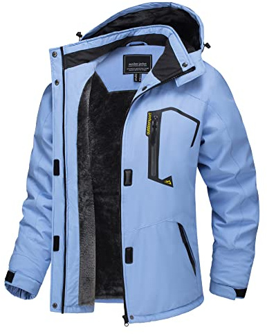 TACVASEN Giacca Funzionale Donna Antivento Impermeabile Inverno Trekking Giacca Outdoor Giubbotto Da Lavoro Giacche Funzionali Hiking Blu Chiaro, M