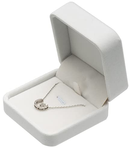 Giftop Classic Velvet Jewelry Gift Box Case for Necklace Pendant (White)