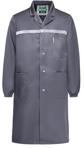 Yukirtiq Blouse de Travail Atelier Industrie Veste Manches Longues à Boutons Col Chevalier Blouse Manteau Travaux Pratique Lycée, Gris, XL