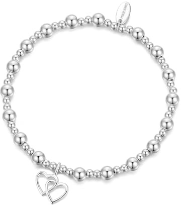 Philip Jones Heart Link Beaded Stretch Bracelet