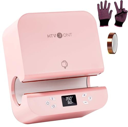 HTVRONT Auto Tumbler Heat Press Machine - Mug Heat Press Heat Up Fast & Even, Professional Tumbler Press High-Security for 2.9-3.2inch Sublimation Tumblers, Cups, Glasses and Mugs (Pink)