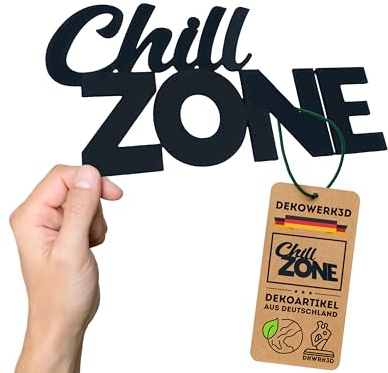 DKWRK3D Chill Zone Plaque adhésive en plastique - Inscription décorative Chillzone - Plaque murale - Décoration murale et plaque de porte - Plaque de détente pour chambre d'adolescent - Sticker mural