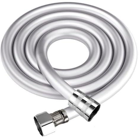 Shower Pipe, PVC Smooth Shower Hose 1.5m / 59 Inch, Extra Long Shower Hose, Universal Replacement Shower Pipe, Flexible, Kink and Leak Proof Shower Pipe Hose, Silver