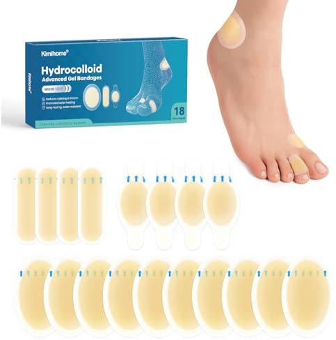Blíster hidrocoloidal para pies, 18 vendas de gel blíster para pies, blíster cuñas para talón, dedos de los pies, prevención de ampollas para viajes, vendas resistentes al agua (Variety Pack)