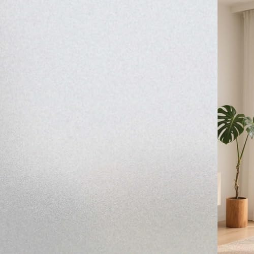 DERZGAO Frosted Window Film, Removable Glass Door Privacy Film, Suitable for Bathrooms, Offices, Static Cling Decorative Film, Reusable Window Stickers (Pure, 23.6X78.7 Inch)