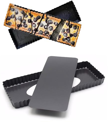 Bellabon Molde Rectangular Reposteria, Moldes para Quiche Rectángulo, 36,5 x 14,5 CM, 14 Pulgadas Sartenes Antiadherentes para Quiche para Pasteles Quiche Muffins Galletas, Negro