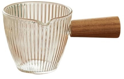 Såsskål Vertikala ränder kaffemjölkkanna med trähandtag, multifunktionell glassåskanna Såskanna