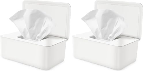 Scatola Porta Salviette Umidificate, Dispenser di Salviettes Umidificate con Coperchio, Porta Scatola per Salviette Dispenser per Bagno Ufficio Auto (Confezione da 2)