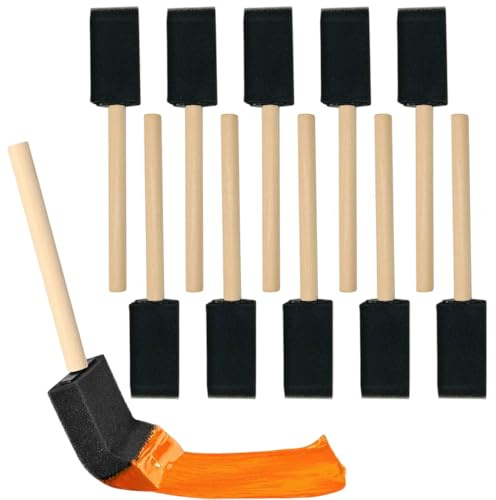 JYXNU 10 Pinceles de Pintura de Espuma, Pinceles de Esponja con Mango de Madera, Cepillo de Espuma para Pintura, aplicador de Pintura Suave, Accesorios de Pintura para proyectos de Manualidades