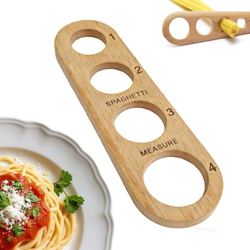 Spaghetti Measure Tool Wooden, Pasta Measuring Tool with 4 Portion Holes, Spaghetti Portion Measurer, Noodle Measuring Tool Quick Control Gadgets for Kitchen Cooking (2.45/3/3.4/4 cm)