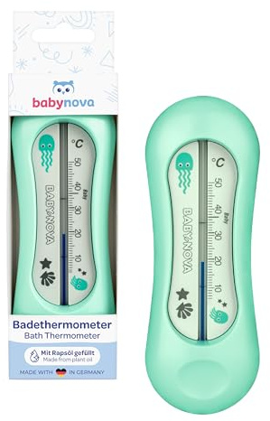 babynova Thermomètre de bain pour bébé – Thermomètre d’eau sûr pour le bain de bébé – Thermomètre de température de bain pour nouveau-nés – Sans BPA - Turquoise