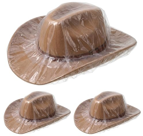 Thinp 3 Pcs Cowboy Hat Rain Cover, Plastic Cowboy Hat Protector for Travel Storage Waterproof Cowboys Hats Cover for Dust Storage, Unisex (Transparent)
