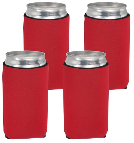 QUARKZMAN 4 Pezzi Custodia Frigo Per Lattine, 12oz Isolante Neoprene Copri Birra Non Scivola Porta Lattine Standard Per Birra Bibite E Bottiglie D'Acqua, Rosso