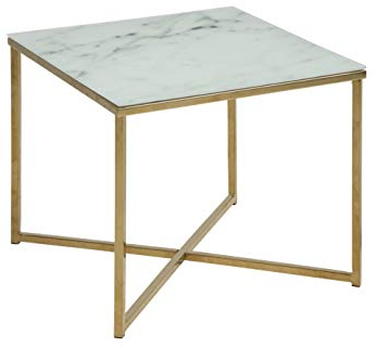 AC Design Furniture Ecktisch Antje, B: 50 x T:50 x H: 42 cm, Glas, Weiss