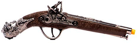 PARRIS CLASSIC QUALITY TOYS EST. 1936 Pirate Toy Pistol, Die Cast Steel, 8 3/16 Long, Cap Firing Action, Perfect for Costumes & Play